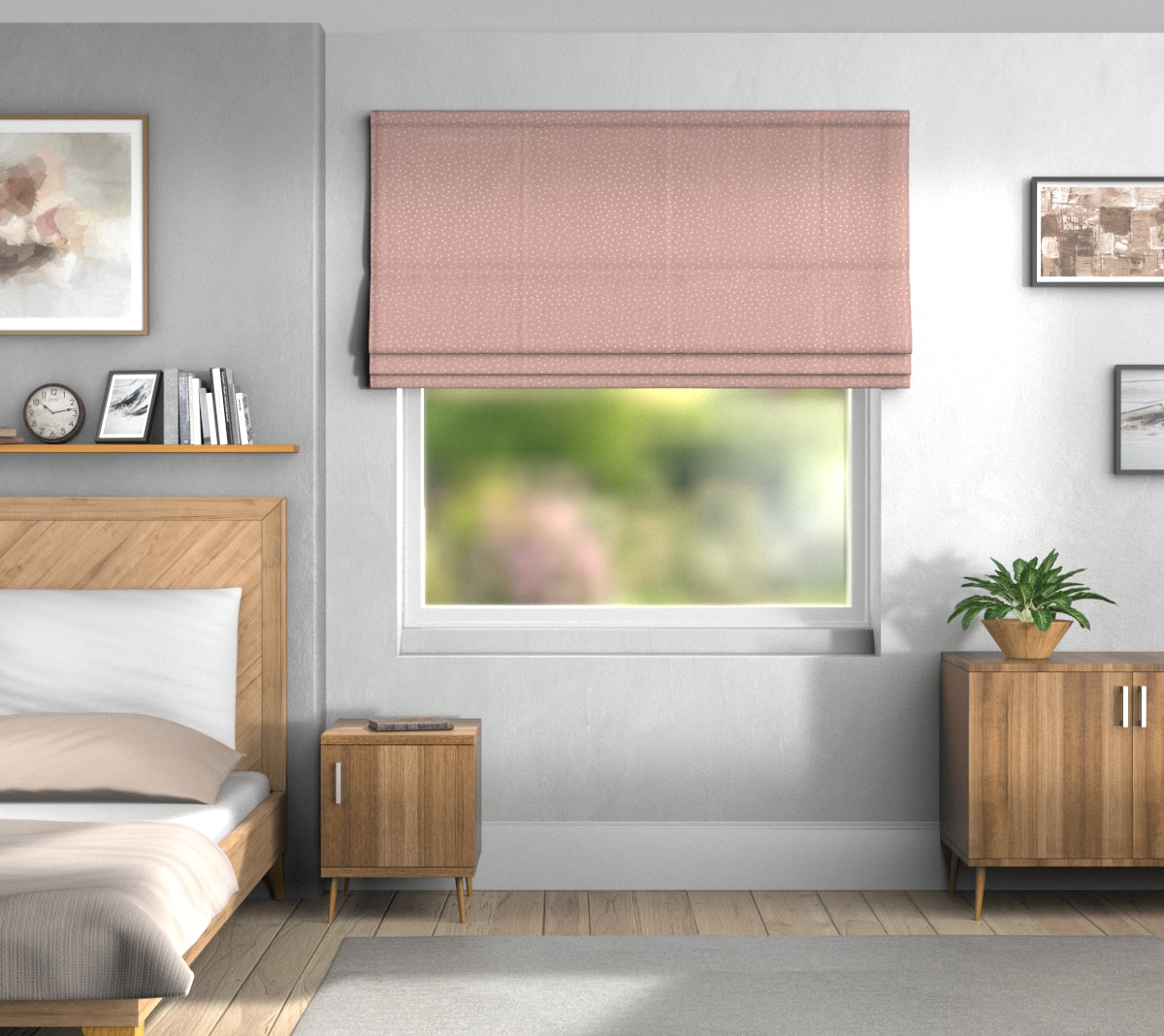 Spotty Rose Default Roman Blind