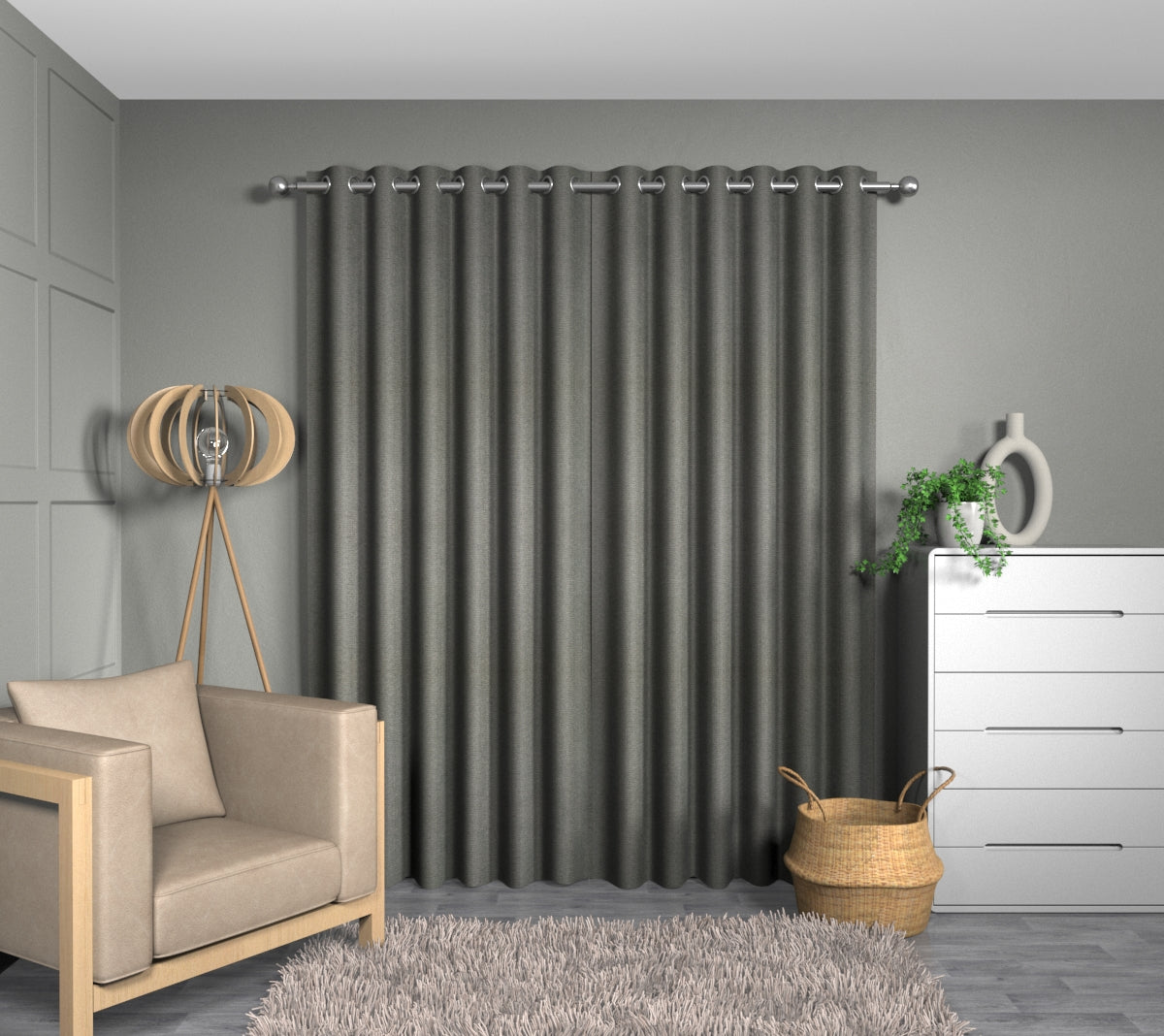 Summit Anthracite Eyelets Curtain