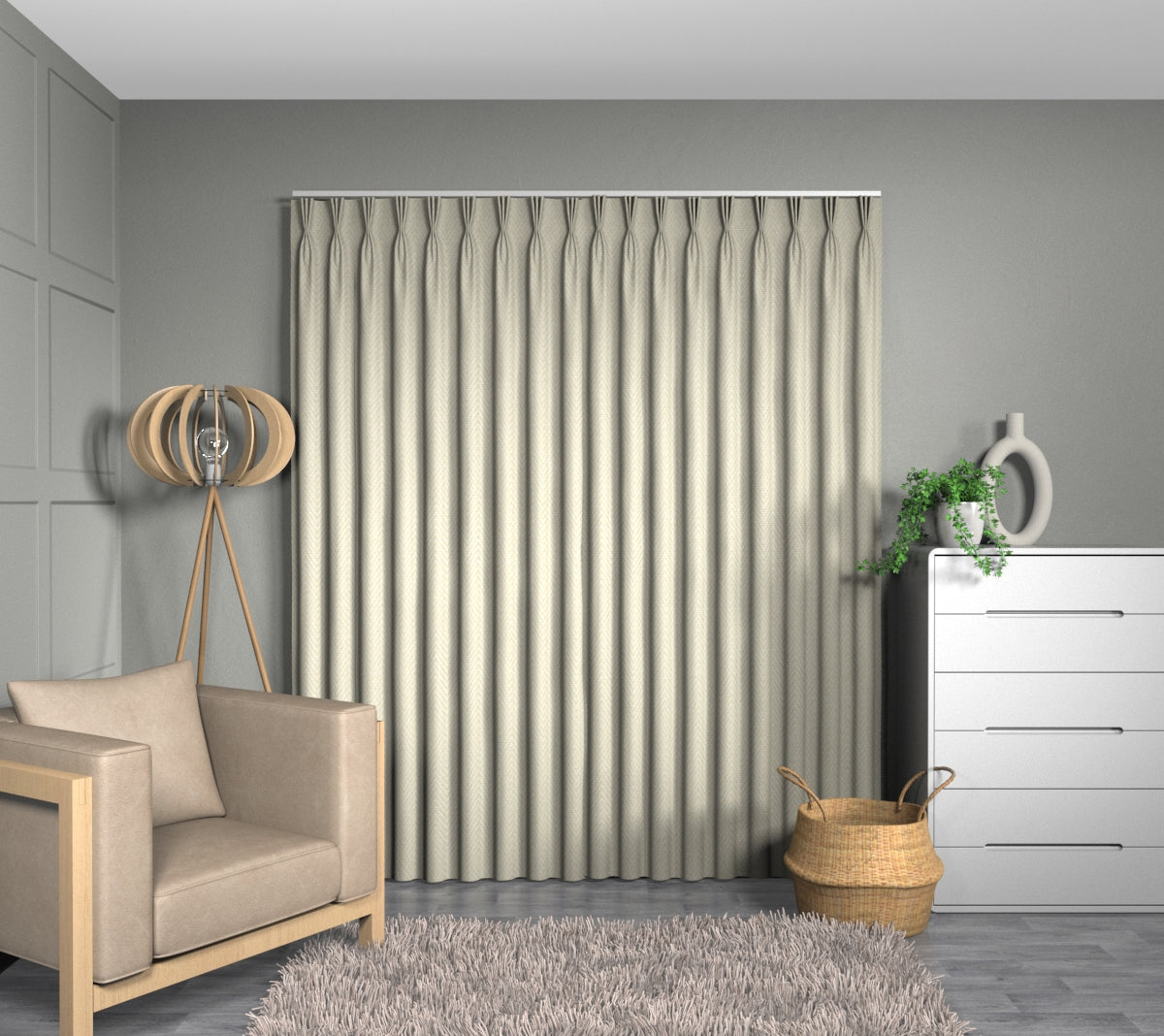 Summit Cream Triple Pleat Curtain
