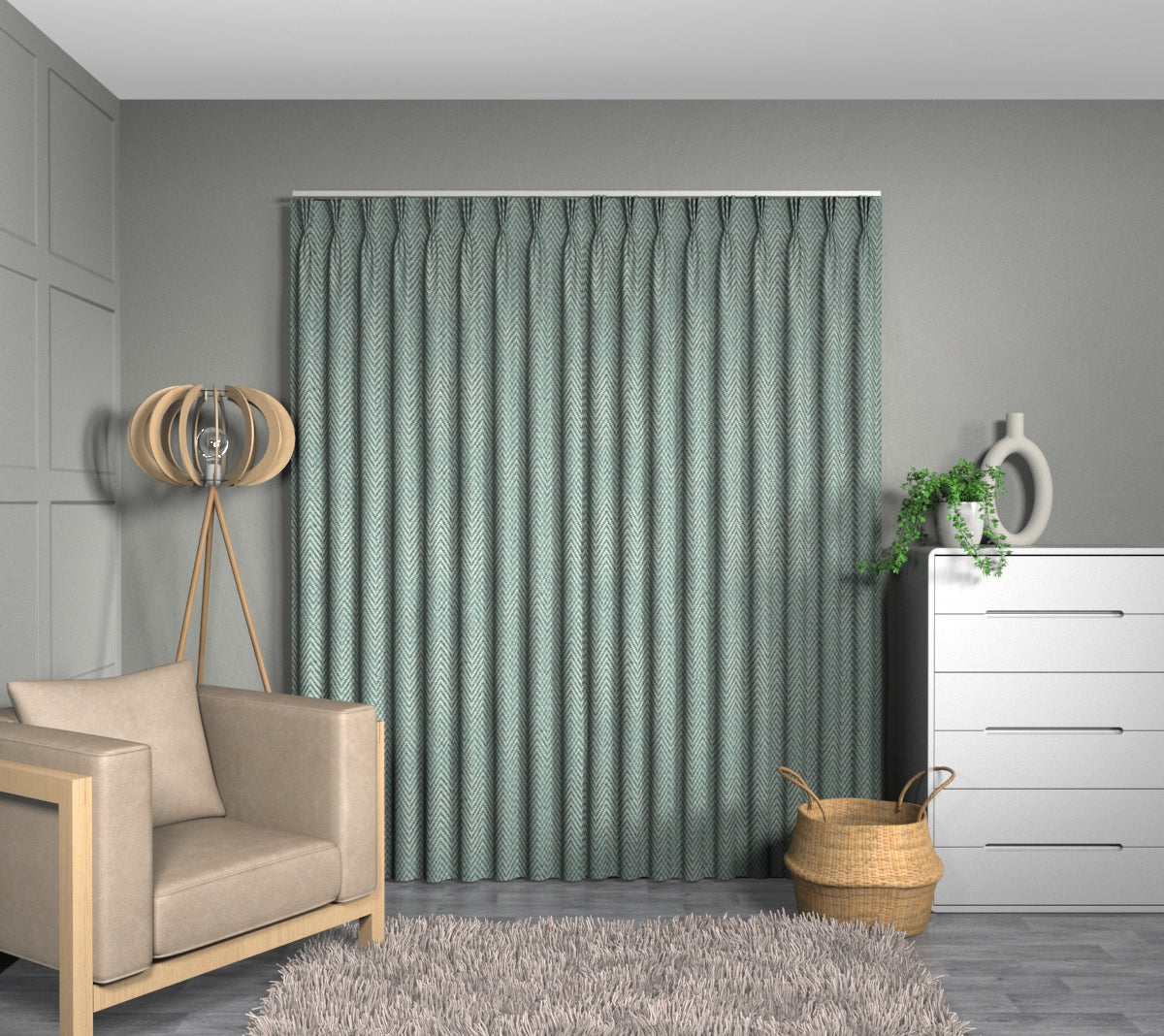 Summit Jade Triple Pleat Curtain