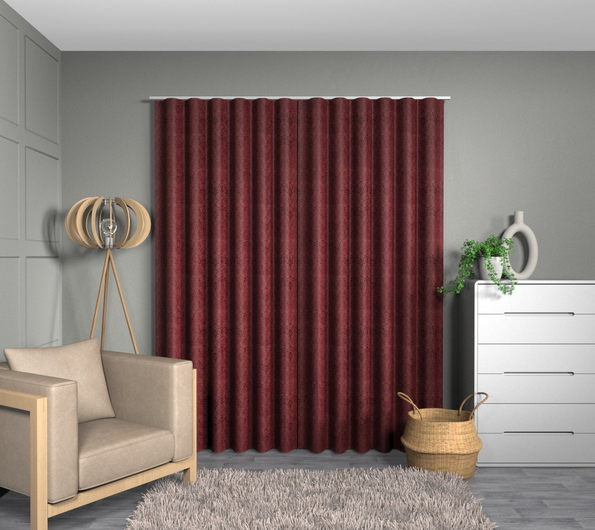 Tiverton Carmine Wave Curtain