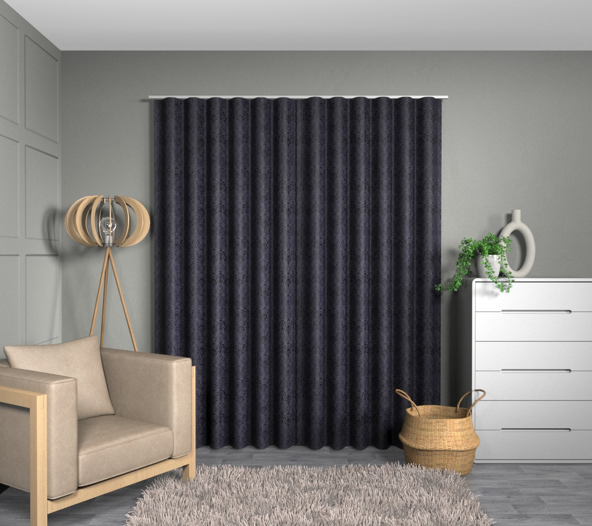 Tiverton Indigo Wave Curtain