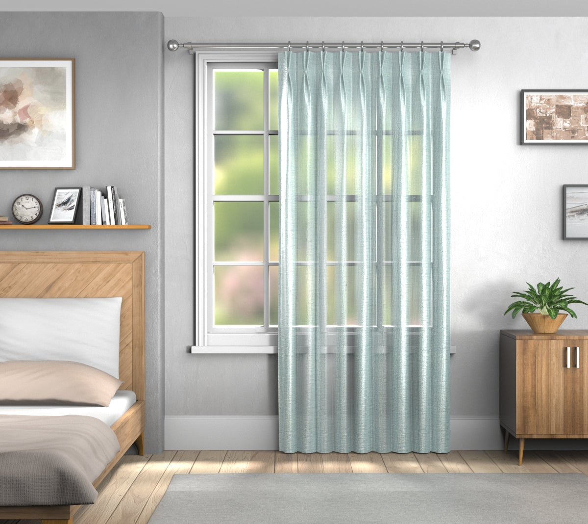 Vardo Petrol Double Pleat Curtain