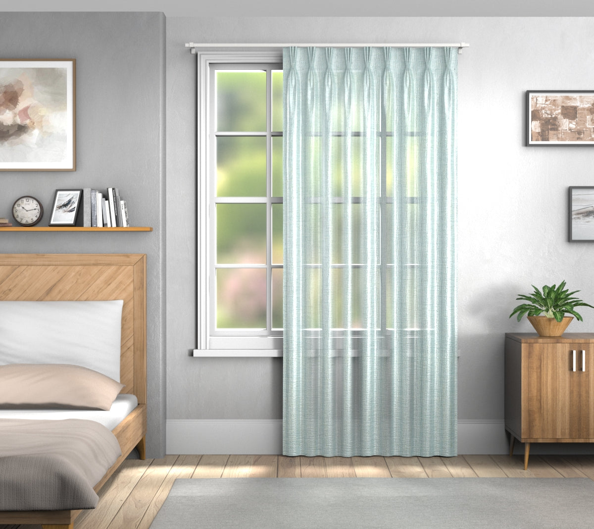Vardo Petrol Triple Pleat Curtain