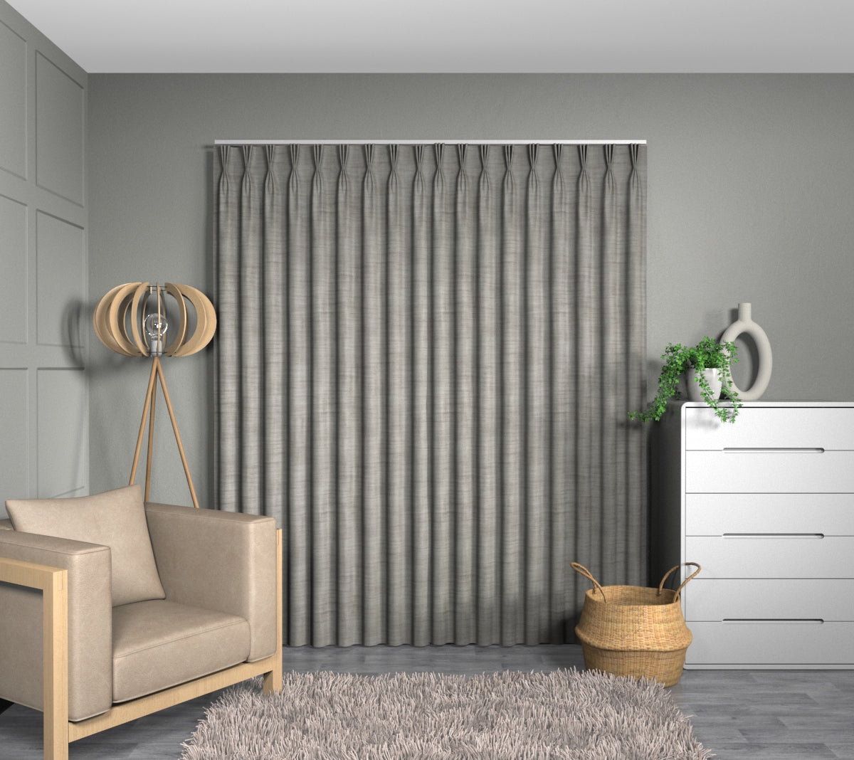 Vive Taupe Triple Pleat Curtain