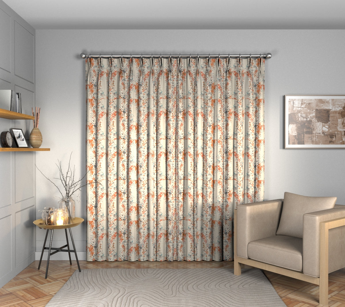 Hana Cinnamon Double Pleat Curtain