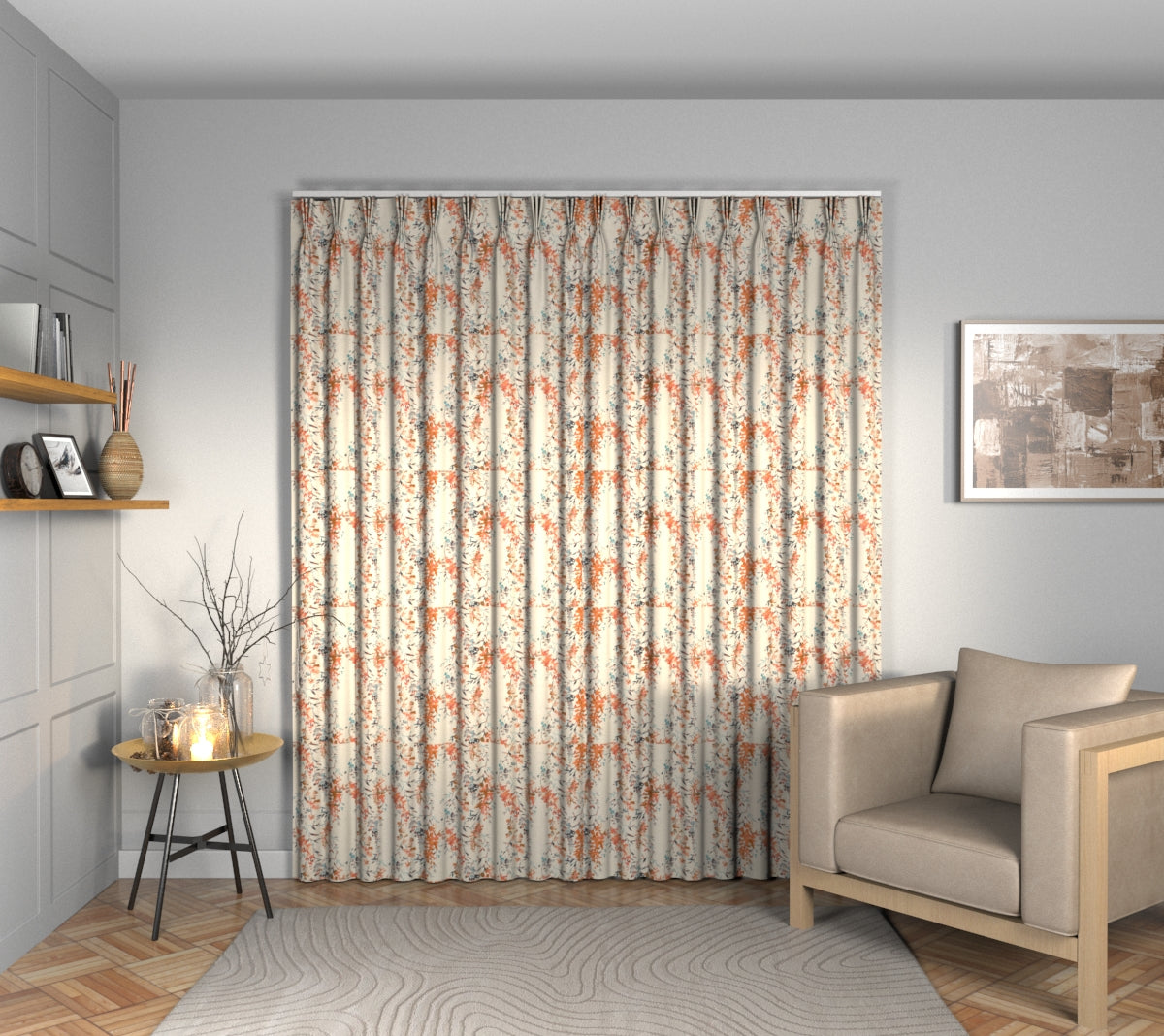 Hana Cinnamon Triple Pleat Curtain