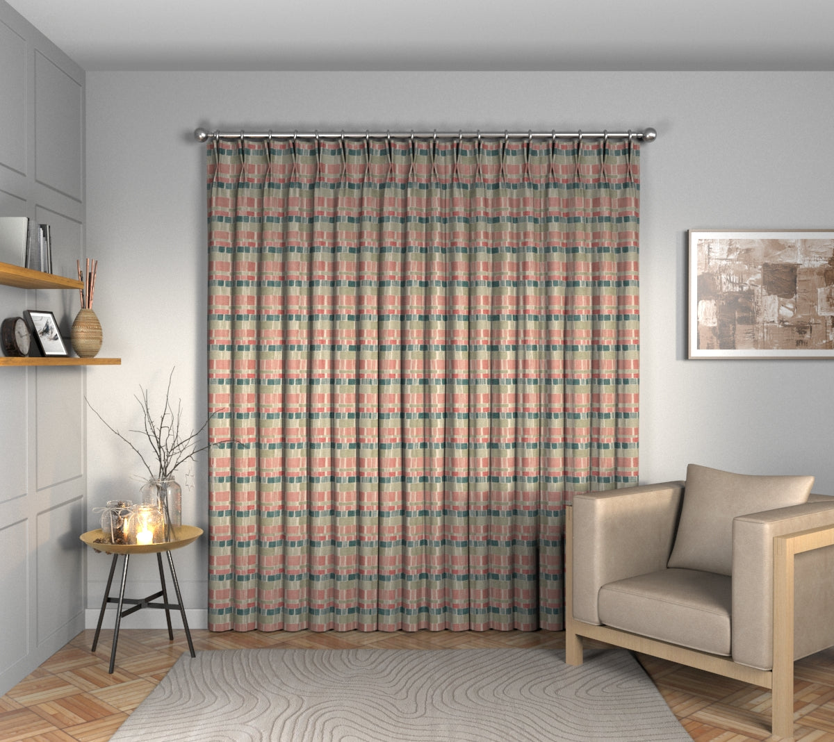 Maranta Flora Double Pleat Curtain