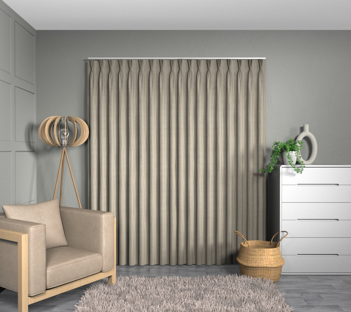 Woodcote Caramel Triple Pleat Curtain