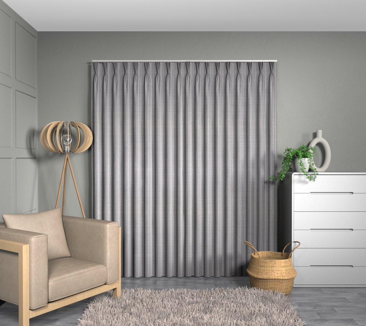 Woodcote Chrome Triple Pleat Curtain