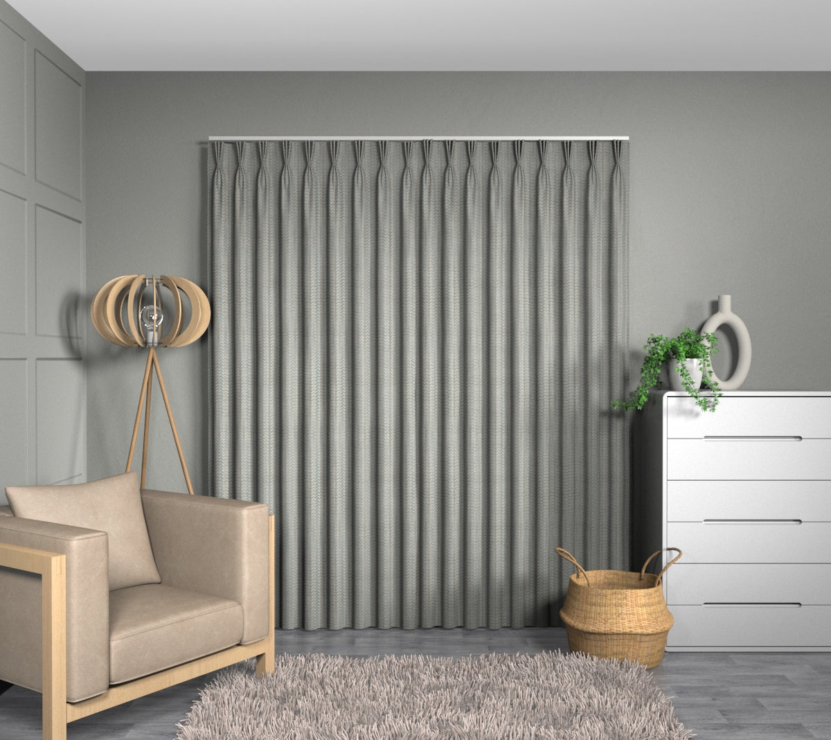 Woodcote Glacier Triple Pleat Curtain