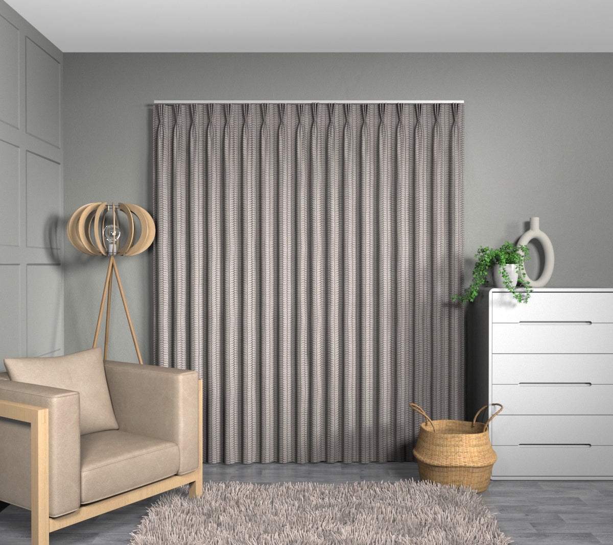 Woodcote Lava Triple Pleat Curtain