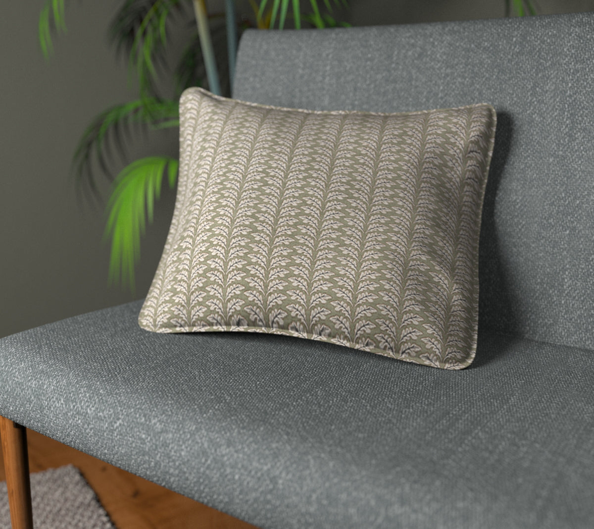 Woodcote Sage Piped Cushion