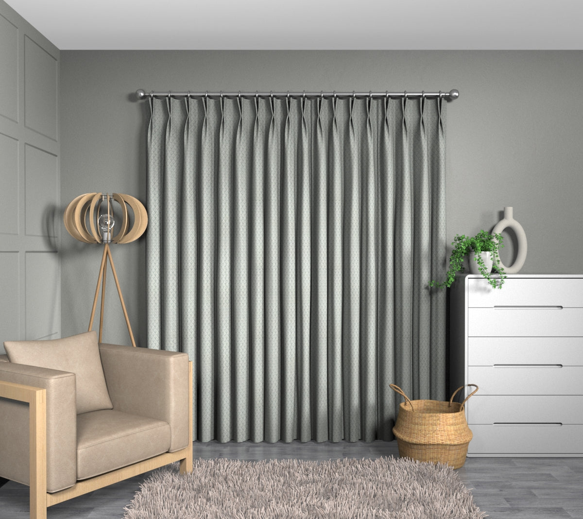 Wyre Celadon Double Pleat Curtain