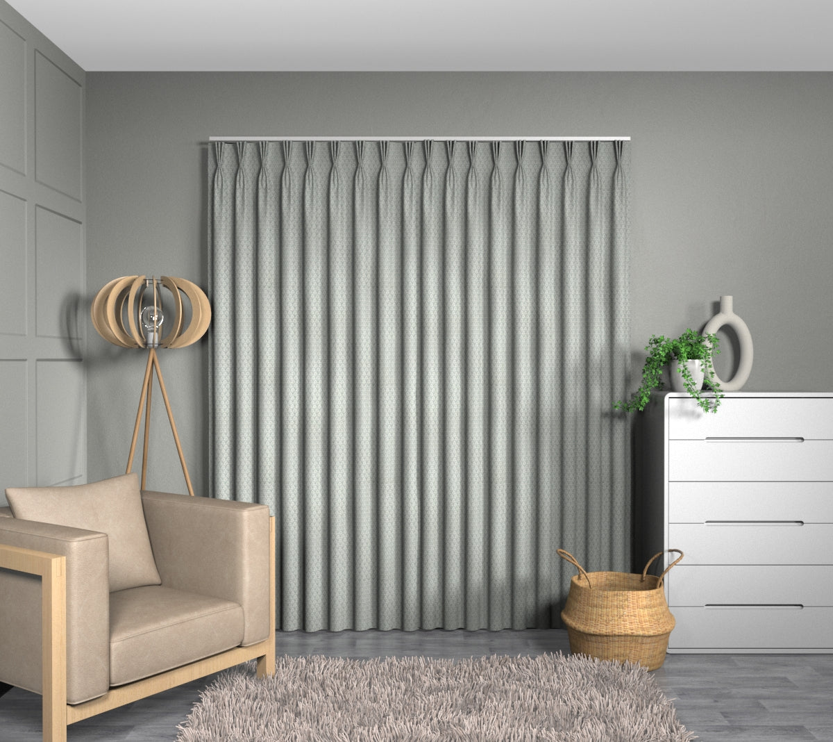 Wyre Celadon Triple Pleat Curtain