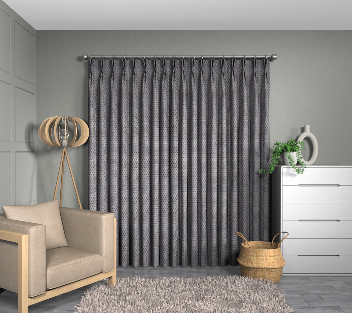 Wyre Midnight Double Pleat Curtain