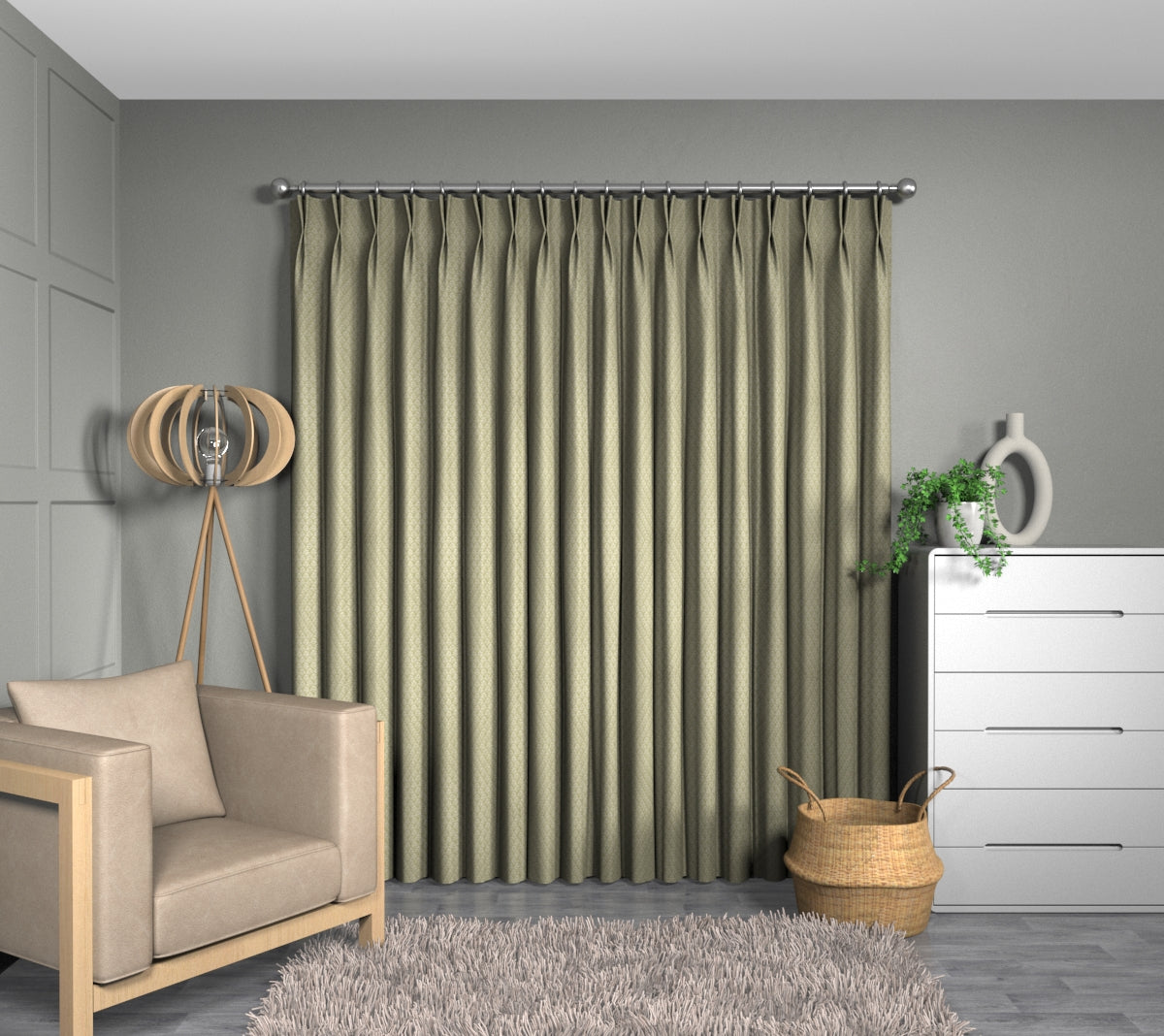 Wyre Sage Double Pleat Curtain