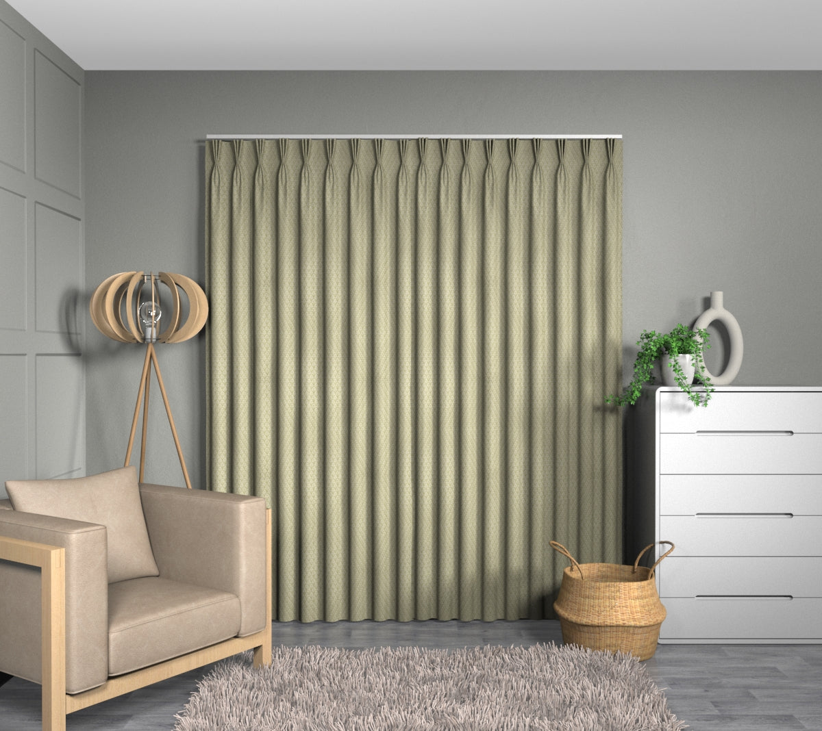 Wyre Sage Triple Pleat Curtain