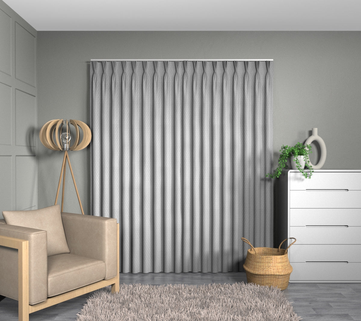 Wyre Silver Triple Pleat Curtain