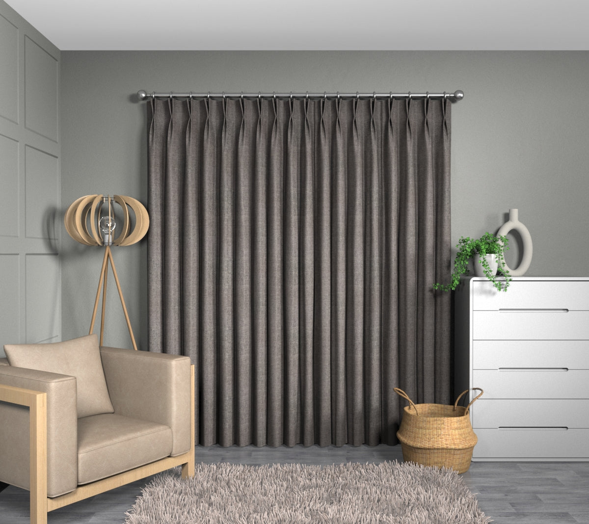 Zoya Ash Double Pleat Curtain