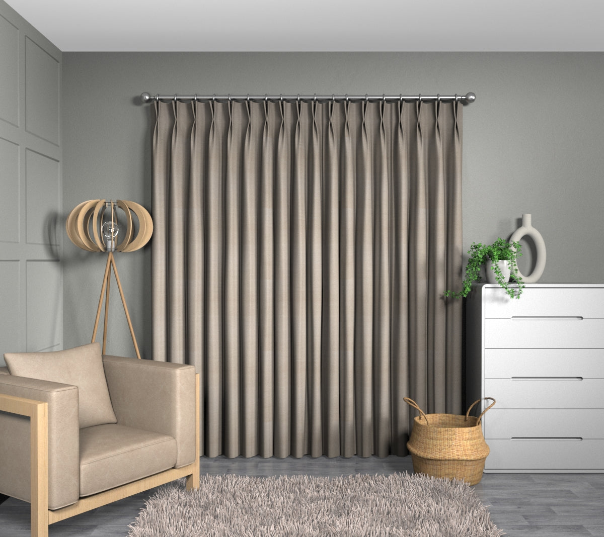 Zoya Putty Double Pleat Curtain